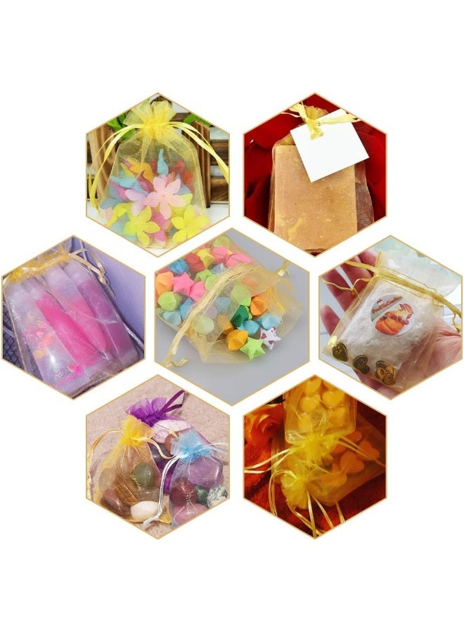 G2PLUS (100pcs Pure Color Style-golden Yellow) - Organza Bags, 100 PCS 10cmX15cm (4"X6") Drawstring Organza Jewellery Favour Pouches Wedding Party Festival Gift Bags Candy Bags (Golden Yellow) - Image 5
