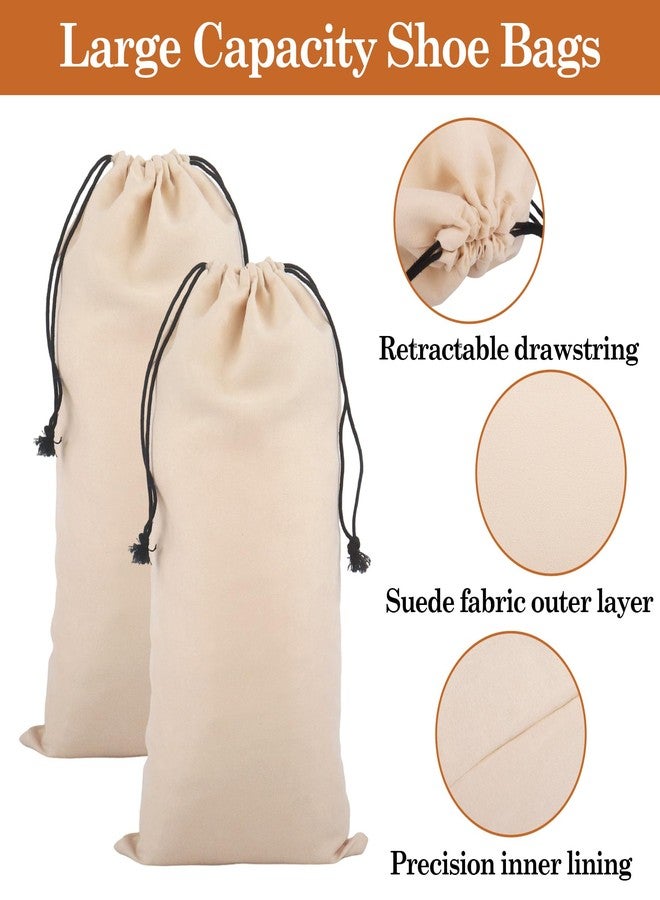 Klmnop 8 Pcs Single Shoe Bags for Travel, 9x18 Inch Suede Fabric Drawstring Shoe Storage Bags, Dust Bags for Packing in Suitcase, Luggage, Home Organization(Khaki) - Image 4