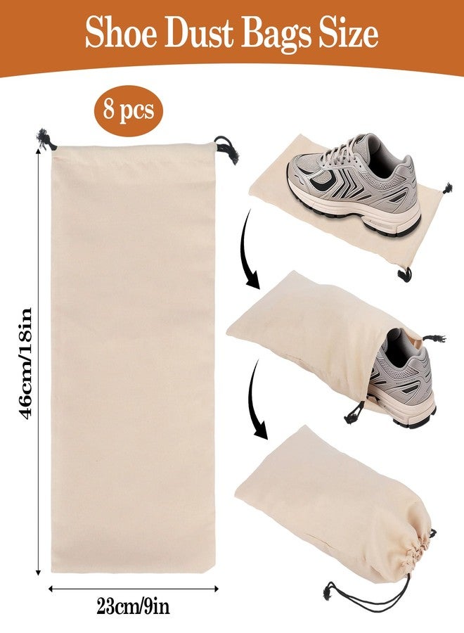 Klmnop 8 Pcs Single Shoe Bags for Travel, 9x18 Inch Suede Fabric Drawstring Shoe Storage Bags, Dust Bags for Packing in Suitcase, Luggage, Home Organization(Khaki) - Image 2