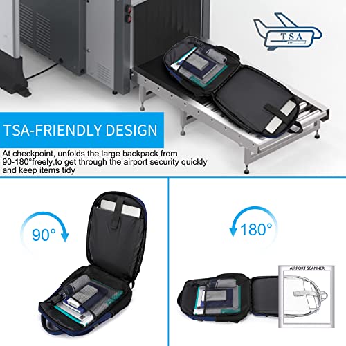 CAFELE Backpack,Travel Backpack,School Backpack, 17.3 Inch Business Laptop Backpack with USB Charging Port,TSA Water Resistant College Bookbag Gifts for Men Women Boys Teen,Blue - Image 3