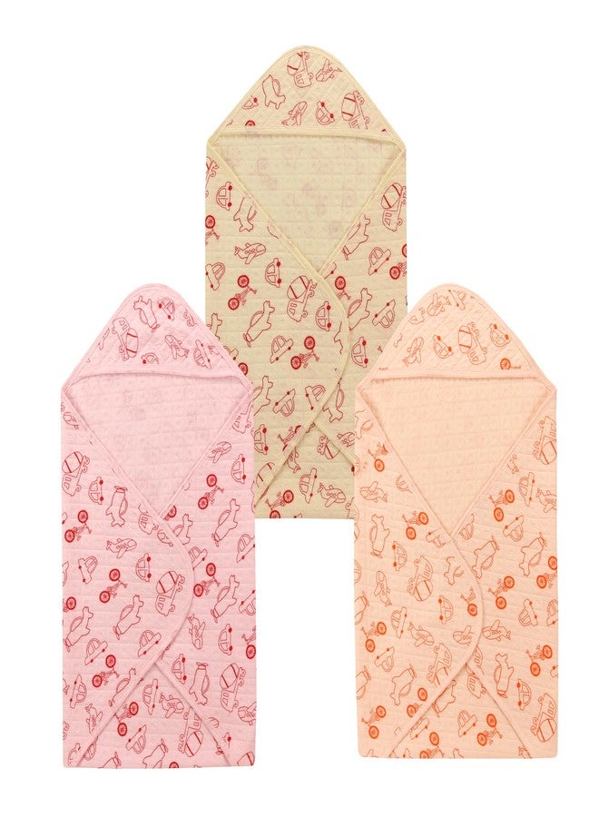 Dikary Hooded Baby Towel - Premium Soft Baby Bath Towel for Bathtub for Newborn, Infant - Ultra Absorbent, Natural Baby Stuff Towel for Boy and Girl (Yellow Pink Peach) - Image 1
