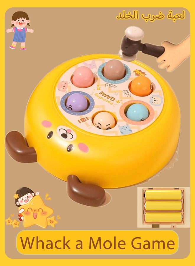 Baby Early Education Beating Toys，whack a Mole Game, Pounding Toy with 1 Hammer, Early Developmental Toy, Toddler Sensory Toys for Age 1+ Years Old Boy and Girl, Unique Fun Gift for Children（yellow） - Image 1