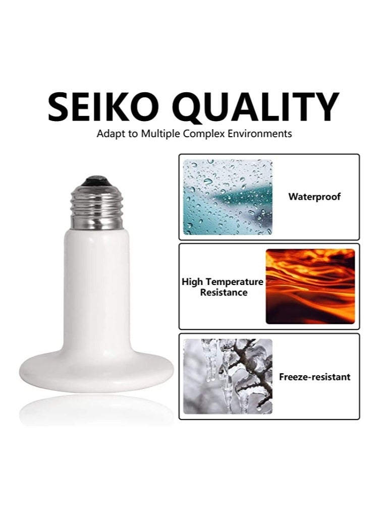 Zikra Reptile Heat Lamp, 2PCS Ceramic Heat Heat Lamp Bulb No Light Emitting Brooder Coop Heater, for Pet Coop Lizard Turtle Snake Aquarium Amphibian Pet Incubating Chicken 24hr Heat Source 100W - Image 4