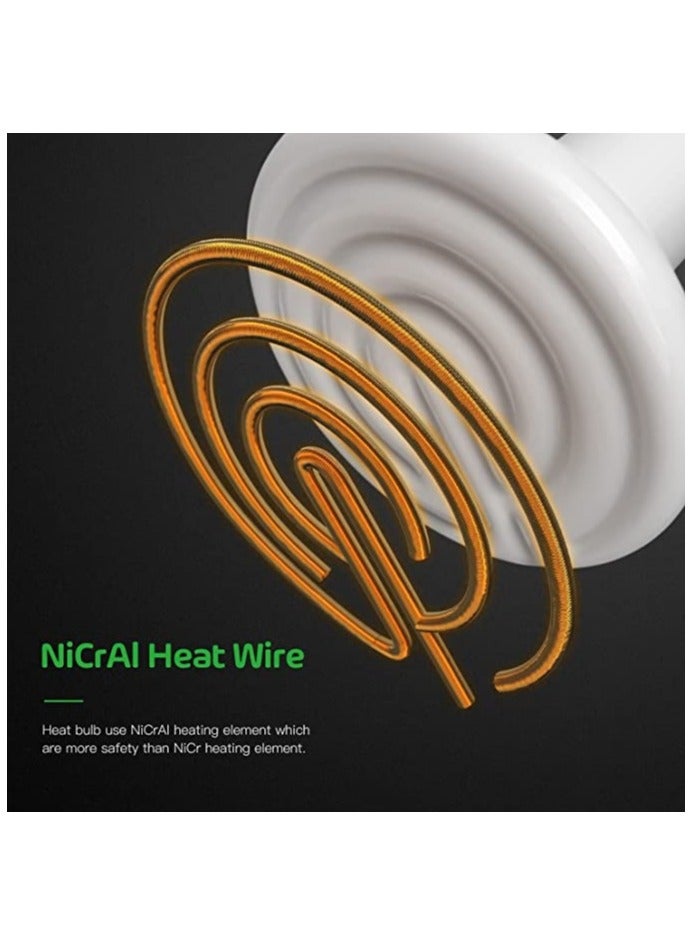 Zikra Reptile Heat Lamp, 2PCS Ceramic Heat Heat Lamp Bulb No Light Emitting Brooder Coop Heater, for Pet Coop Lizard Turtle Snake Aquarium Amphibian Pet Incubating Chicken 24hr Heat Source 100W - Image 5