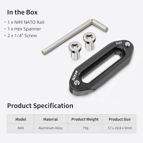 Nitze NATO Rail with Anti-Off Pins and 1/4" Screws (Length 57mm) - N49 - Image 5