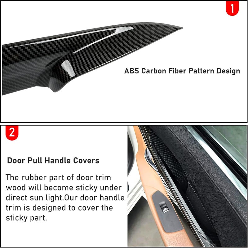 Jaronx Compatible with BMW 7 Series Door Pull Handle Covers, Carbon Fiber Pattern Rear Row 7 Series F02 Door Handle Cover(Compatible with BMW 730 740i 740li 750i 750li 760/Long-wheel Sedan 2008-2014) - Image 4