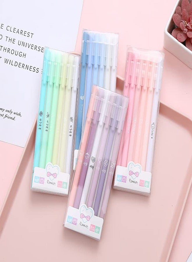 mexine Rollerball Pens 6 Pack Morandi Color,Gel Black Ink Pens Set,Retractable Cute Creative Student Pen,Kids Girl Women School Office Supplies Gift,Novelty Stationery (Pink) - Image 3