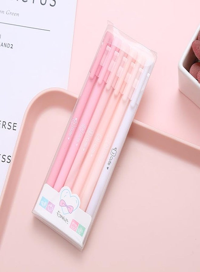 mexine Rollerball Pens 6 Pack Morandi Color,Gel Black Ink Pens Set,Retractable Cute Creative Student Pen,Kids Girl Women School Office Supplies Gift,Novelty Stationery (Pink) - Image 2