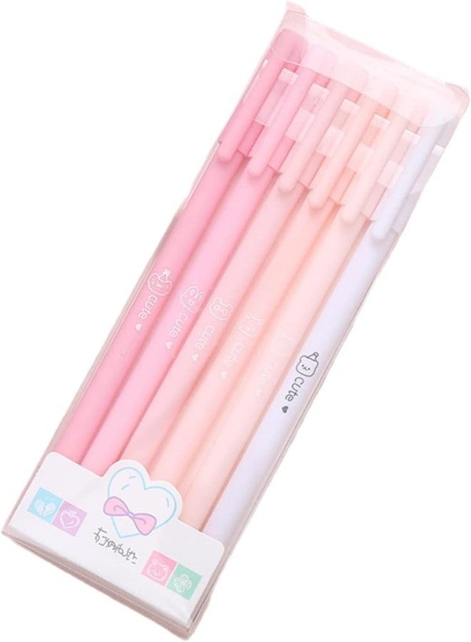 mexine Rollerball Pens 6 Pack Morandi Color,Gel Black Ink Pens Set,Retractable Cute Creative Student Pen,Kids Girl Women School Office Supplies Gift,Novelty Stationery (Pink) - Image 1