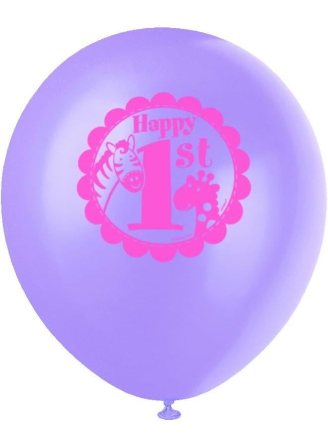 Unique 12" Pink Safari 1St Birthday Balloons - Image 3