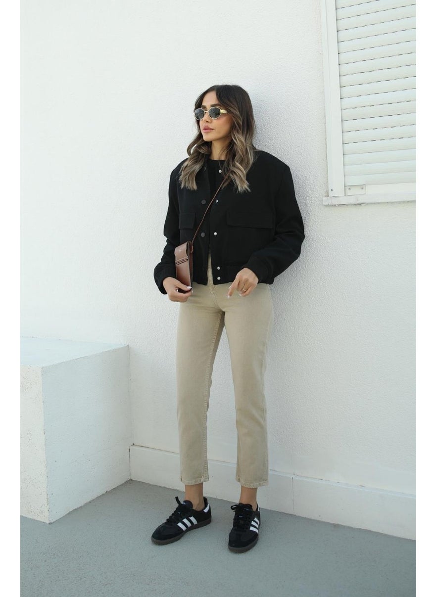 Havoş Havos Black Wide Pocket Bomber Jacket  - Image 4