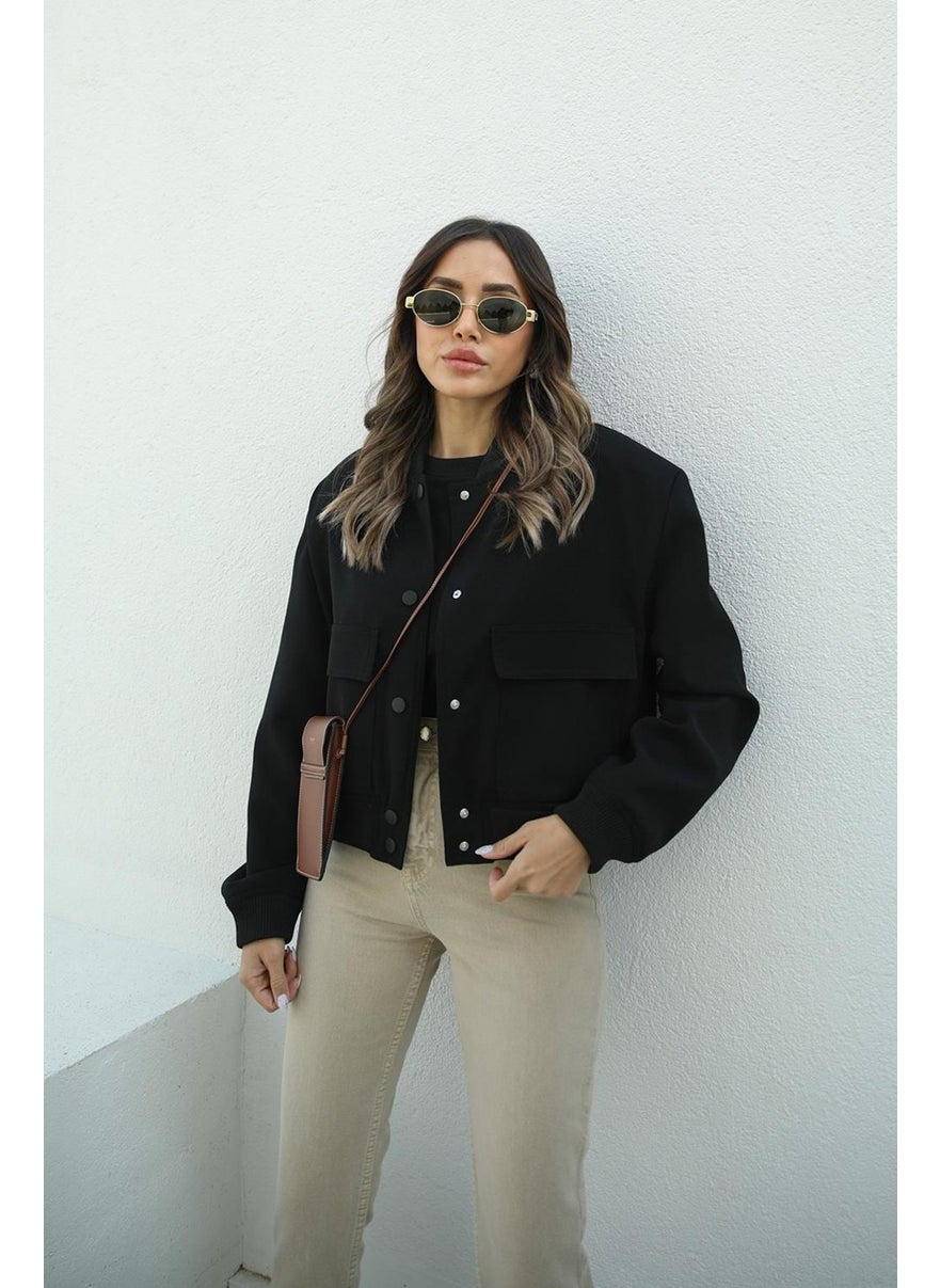 Havoş Havos Black Wide Pocket Bomber Jacket  - Image 1