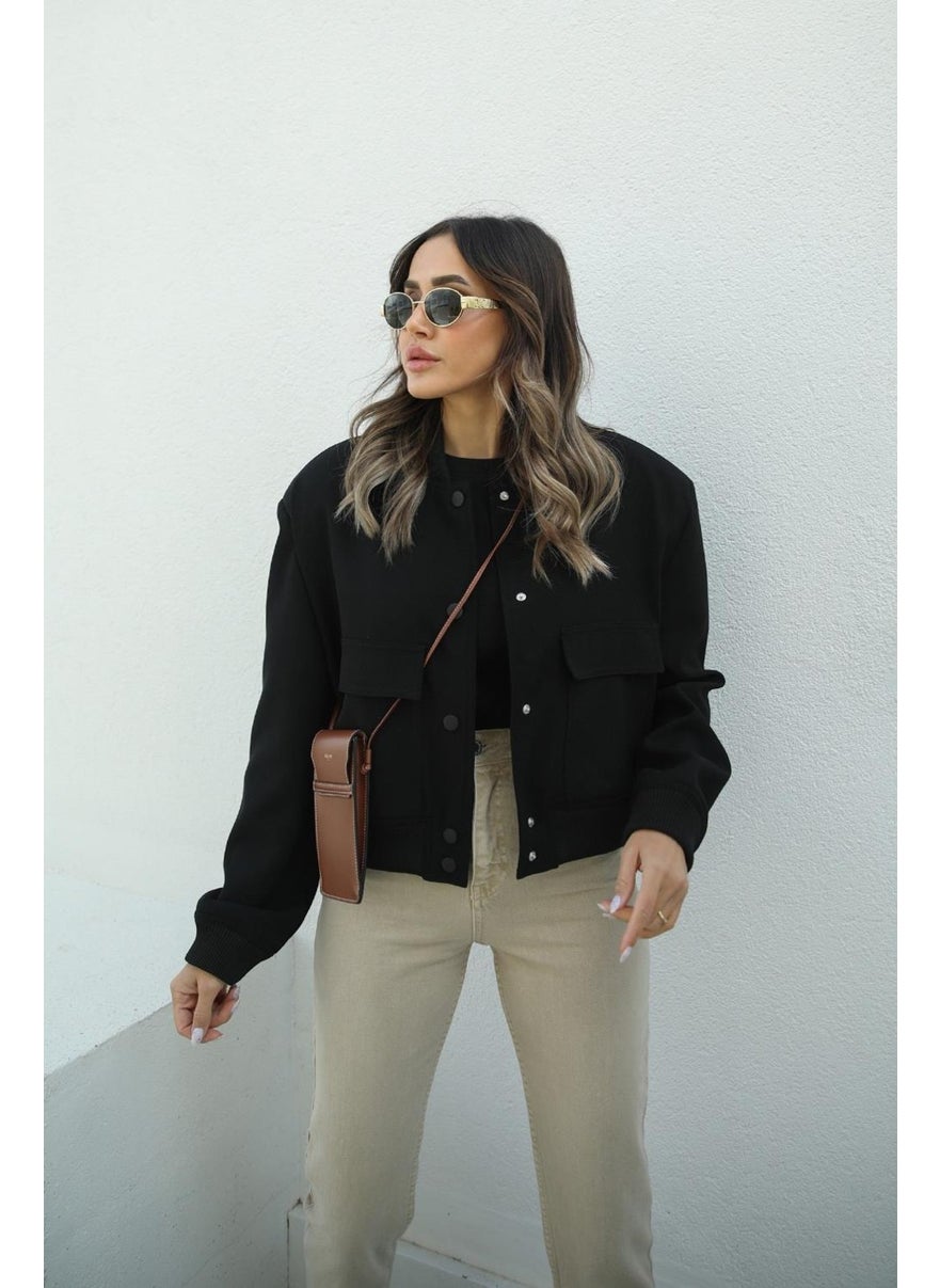 Havoş Havos Black Wide Pocket Bomber Jacket  - Image 3