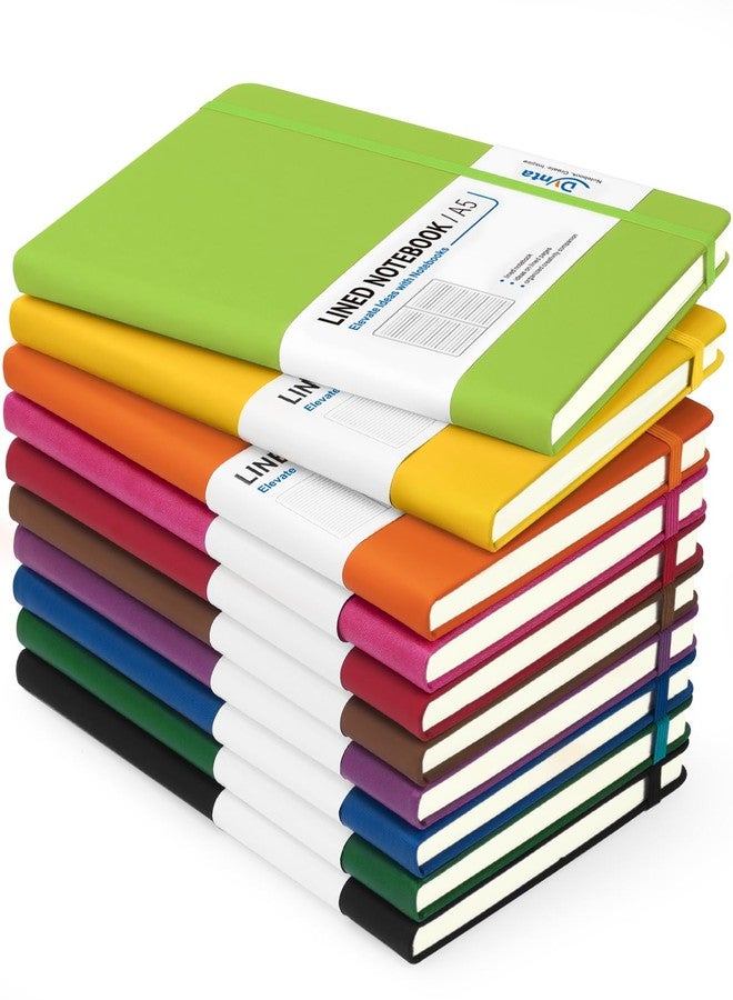 Dynta Hardcover Journal Notebooks, 10 Packs A5 Lined Journals Bulk for Writing 200 Pages/100Sheets, 8.4 x 5.8 inch, 10 Colors Classic Ruled Notebook for Work/Travel/College/Note Taking - Image 1