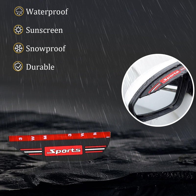 Pincuttee 2PC Side Mirror Visor Rain Guards,Car Rear View Mirror Rain Cover,Silicone Rain Shield,Mirror Cover Rubber Visor Guard(Black-Sport,2Pack) - Image 5
