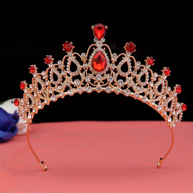 Mori Crown Headwear Birthday Super Fairy 18-year-old Adult Ceremony Princess Best Friend Gift Crown Photo Crown Premium KC Gold [Red]] 
