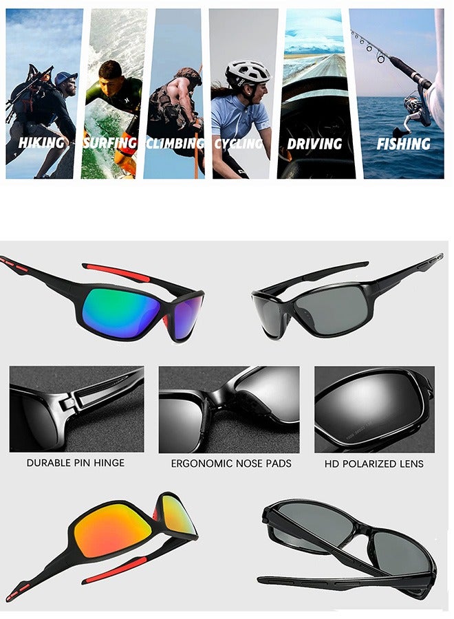 AZorb Polarized Sports Sunglasses Men TPEE Material Women Sun Glassess for Men's Sunglass Accessories UV400 Protection Fashion Shades Black Lens for Driving Cycling Fishing Traveling Running Black - Image 2