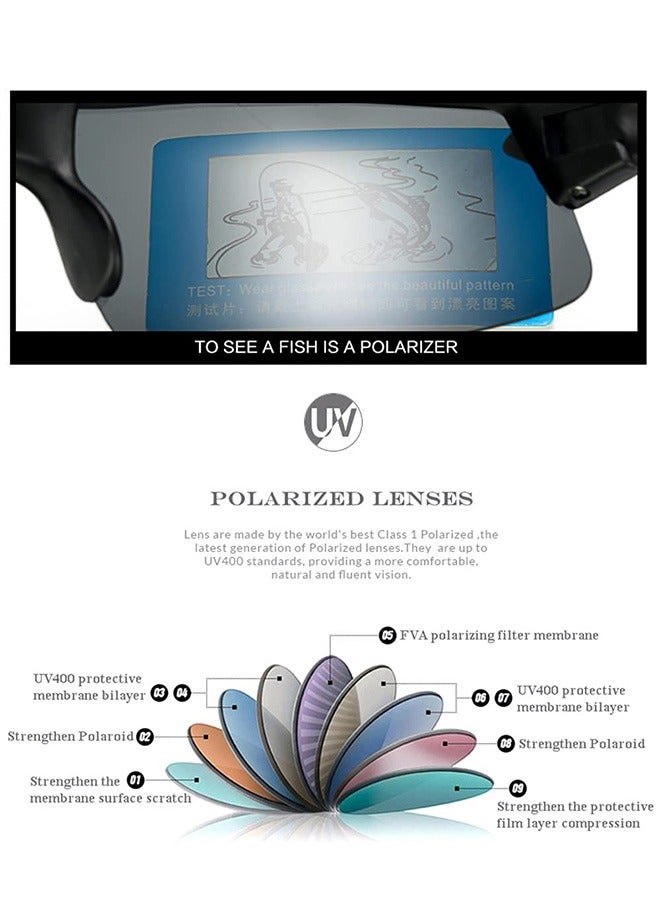 AZorb Polarized Sports Sunglasses Men TPEE Material Women Sun Glassess for Men's Sunglass Accessories UV400 Protection Fashion Shades Black Lens for Driving Cycling Fishing Traveling Running Black - Image 3