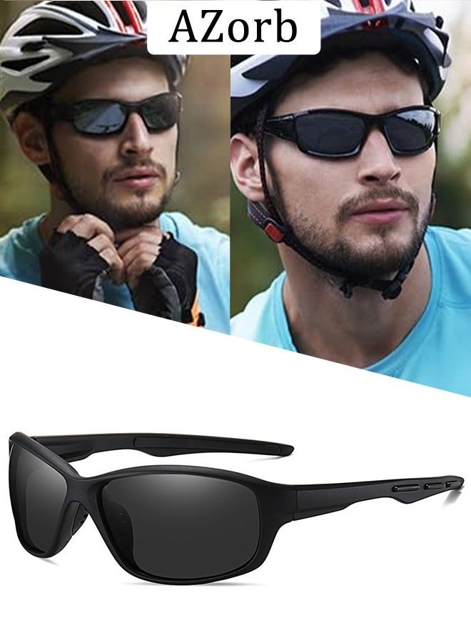AZorb Polarized Sports Sunglasses Men TPEE Material Women Sun Glassess for Men's Sunglass Accessories UV400 Protection Fashion Shades Black Lens for Driving Cycling Fishing Traveling Running Black - Image 1