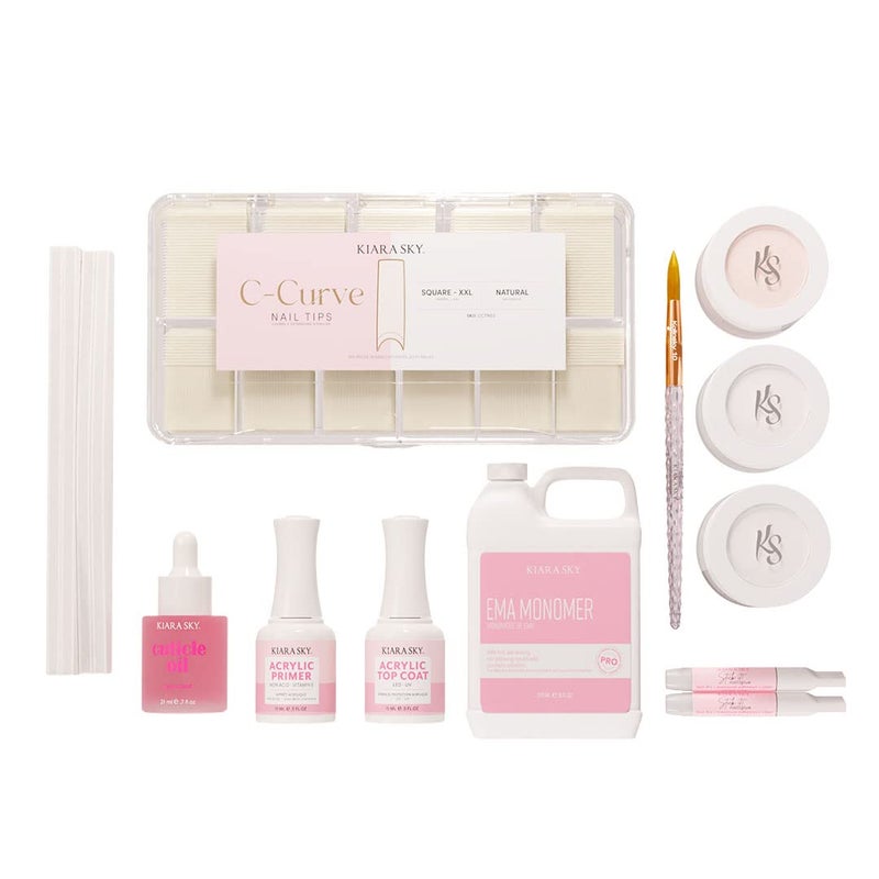 Kiara Sky 14 Piece Acrylic Nail Starter Kit (Includes EMA Monomer, Top Coat, Primer) - Image 3