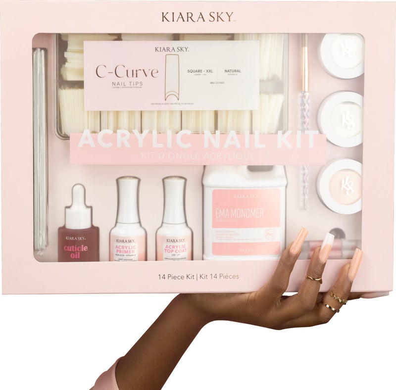 Kiara Sky 14 Piece Acrylic Nail Starter Kit (Includes EMA Monomer, Top Coat, Primer) - Image 2