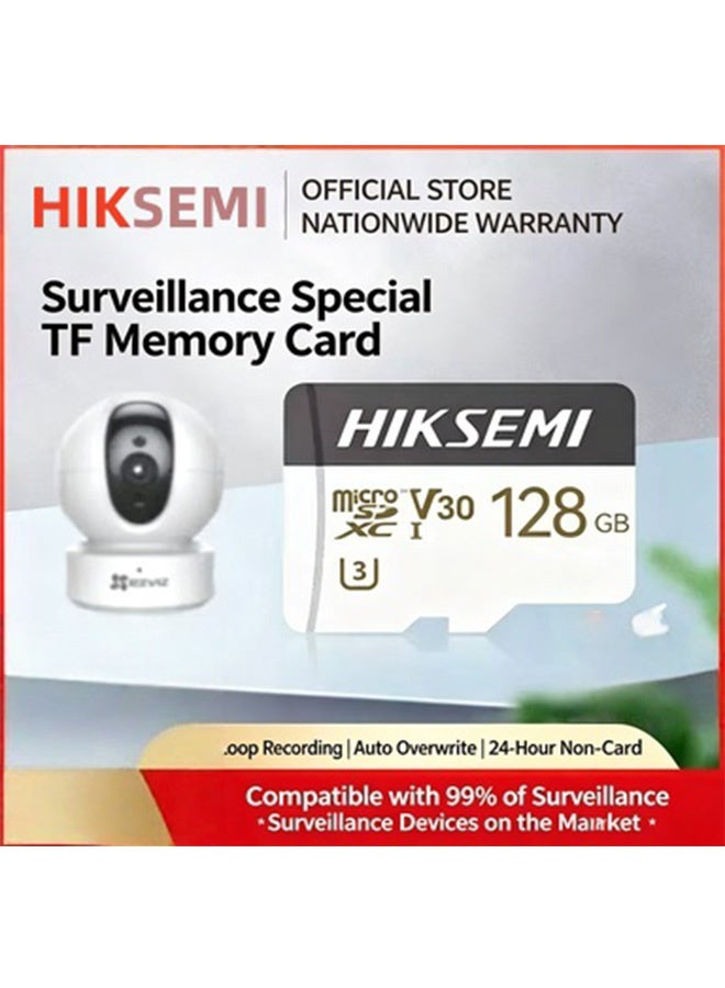 HIKSEMI 128GB Micro SDXC TF Card, A2 V30 U3 Surveillance Memory Card, Up to 90MB/s Read Speed, FAT32 Format Loop Recording Micro SD Card for Home IP Camera, Car DVR, DSLR Camera & Tablet - Image 1