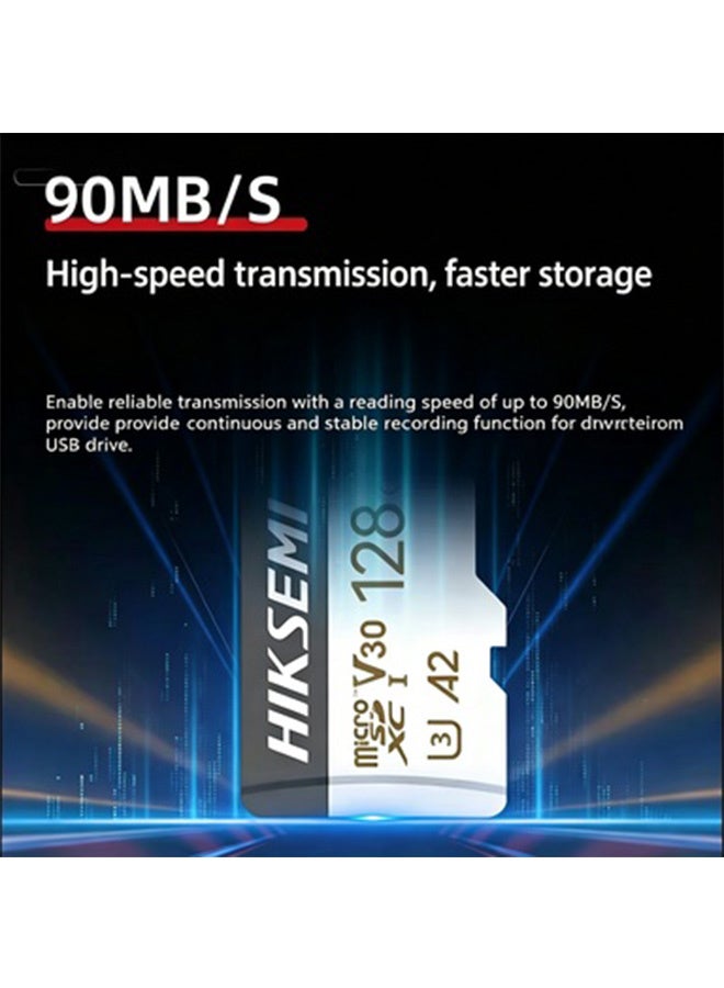 HIKSEMI 128GB Micro SDXC TF Card, A2 V30 U3 Surveillance Memory Card, Up to 90MB/s Read Speed, FAT32 Format Loop Recording Micro SD Card for Home IP Camera, Car DVR, DSLR Camera & Tablet - Image 4