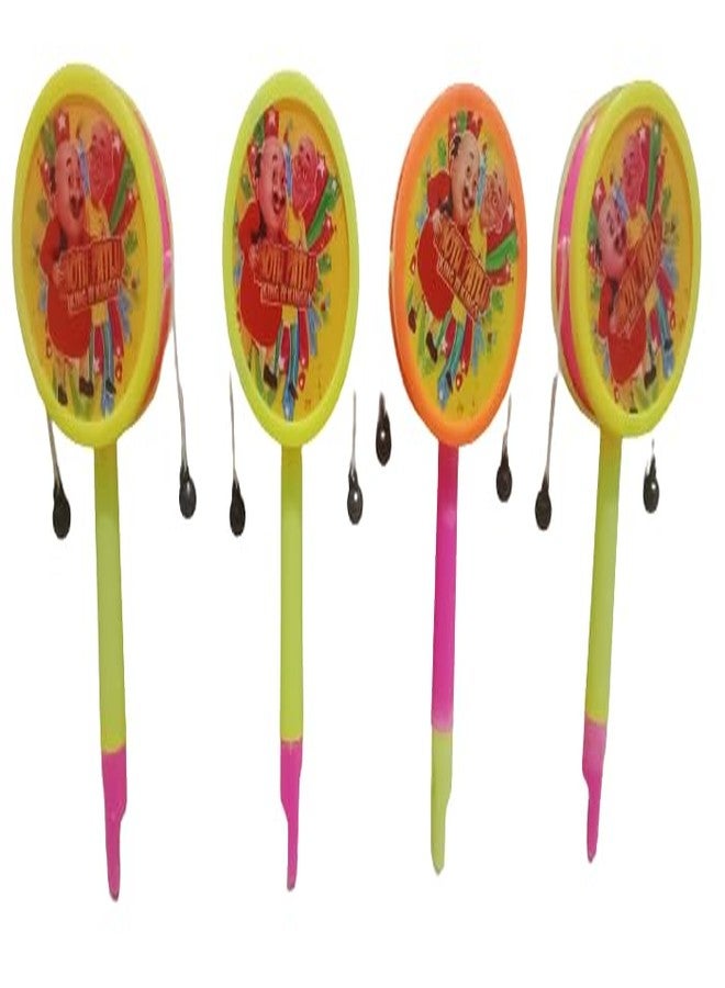 ZOKCY® (Pack of 4 Pcs Cute Small Damru Toy with Seeti Attach for Kids/Birthday Return Gift/Toy for Child/Damru for Kids Age 3,4,5,6,7,8 - Image 1