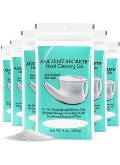 ANCIENT SECRETS Ancient Secrets Neti Pot Salt - Nasal Cleansing Salt, Non-Iodized Pure Salt for Use with Ancient Secrets Nasal Cleansing Pot, 8 Oz Ea (Pack of 6) 