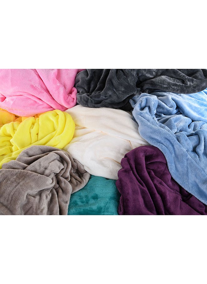 Mintra Lightweight Blanket 250 GSM Extra Soft Premium Microfiber Bed and Sofa Throw in Cream - Size 220x220cm  - Image 3