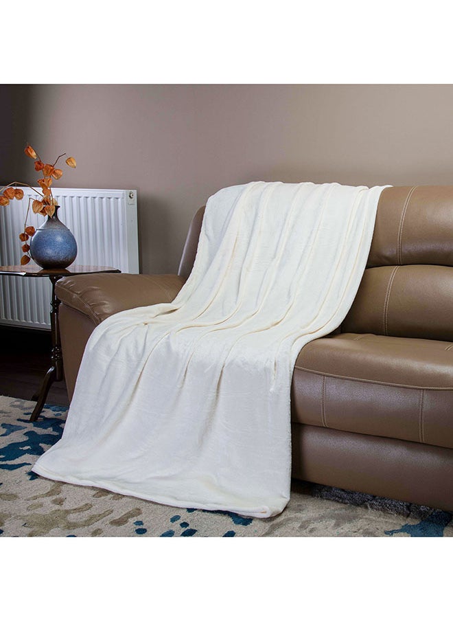 Mintra Lightweight Blanket 250 GSM Extra Soft Premium Microfiber Bed and Sofa Throw in Cream - Size 220x220cm  - Image 1