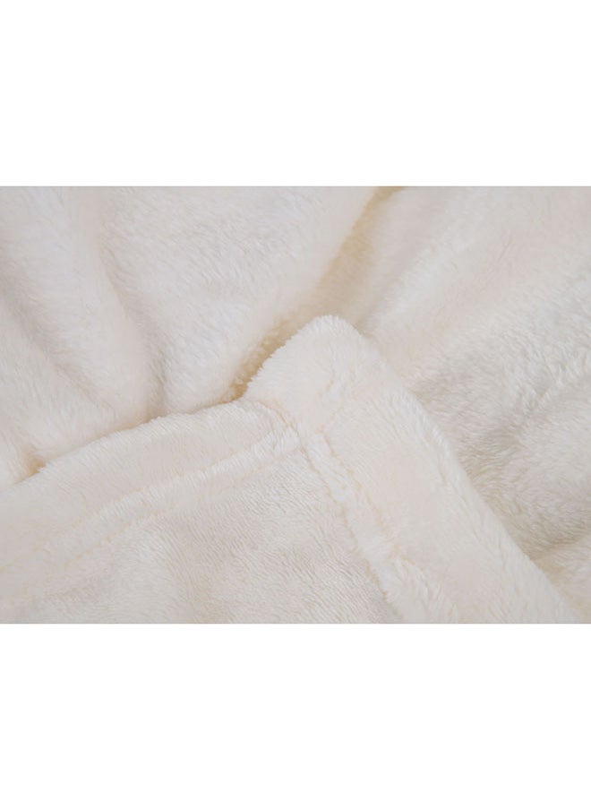 Mintra Lightweight Blanket 250 GSM Extra Soft Premium Microfiber Bed and Sofa Throw in Cream - Size 220x220cm  - Image 2