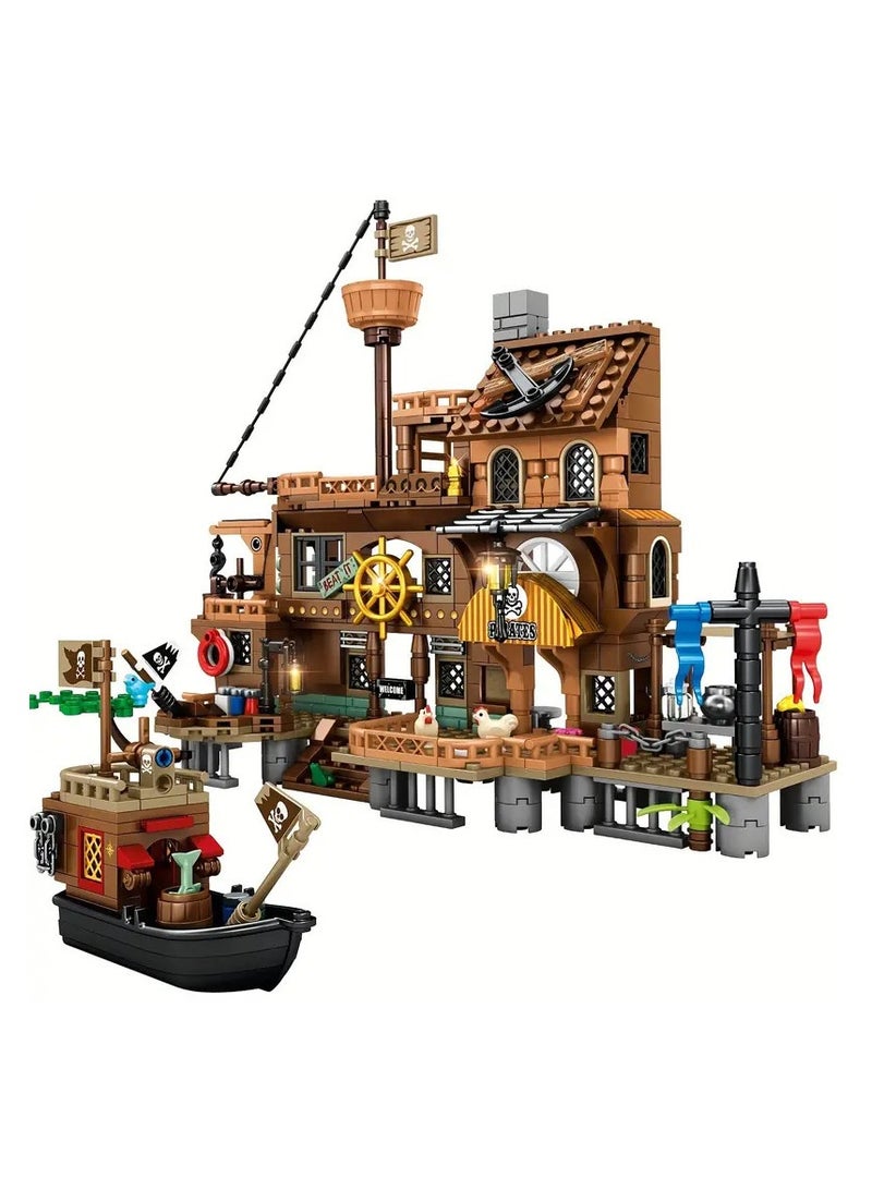 675pcs Island Pier Pirate Ship Treasure Chest Puzzle Assembly Building Block Toys - Image 3