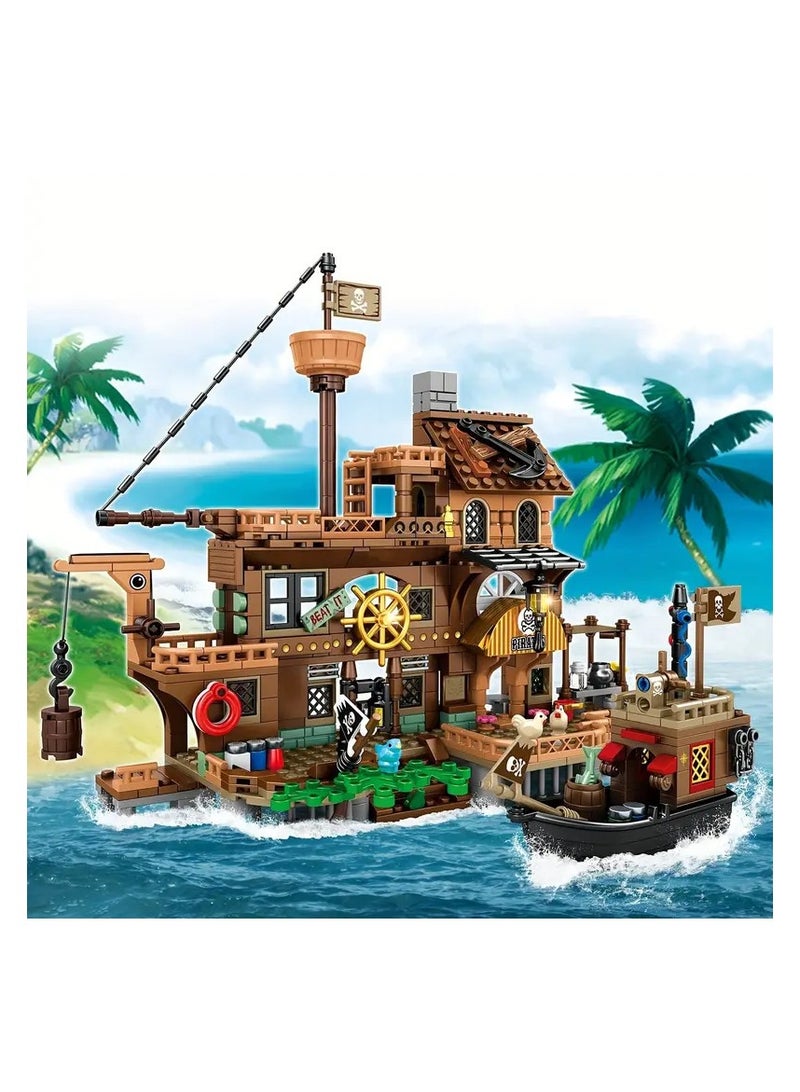675pcs Island Pier Pirate Ship Treasure Chest Puzzle Assembly Building Block Toys - Image 2