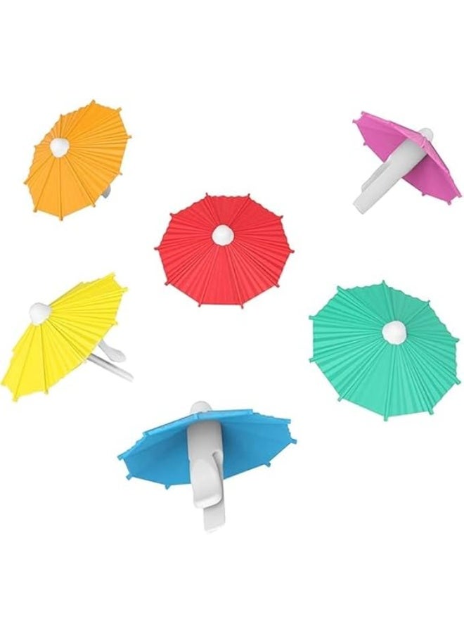 6 Pack Umbrella Drink Markers, Umbrella Sticks, Wine Glass Charms, Silicone Drink Glass Markers, Tasteless and Safe, for Summer Hawaiian Cupcake Toppers Tropical Wedding Party Decor - Image 3