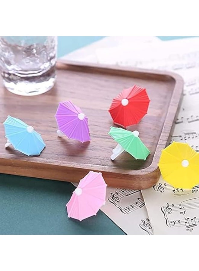 6 Pack Umbrella Drink Markers, Umbrella Sticks, Wine Glass Charms, Silicone Drink Glass Markers, Tasteless and Safe, for Summer Hawaiian Cupcake Toppers Tropical Wedding Party Decor - Image 5