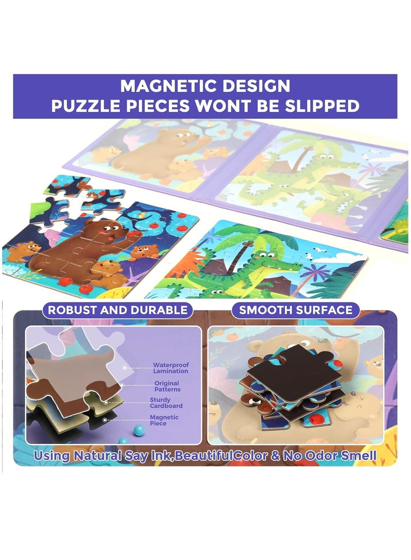 Zikra Magnetic Puzzles for Kids Ages 3-5, 3 in 1 Toddlers Animal Magnetic Jigsaw Puzzle, Kids Travel Puzzles Toys, Preschool Learning Toy for Kids 3-8 Year (Animal Forest) - Image 5