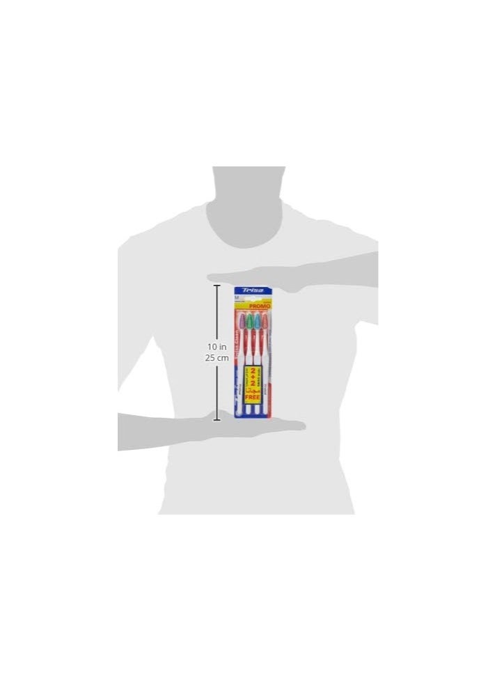 TRISA Trisa Swiss Clean Medium Toothbrush pack of 4  - Image 3