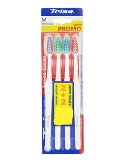 TRISA Trisa Swiss Clean Medium Toothbrush pack of 4  - Image 1