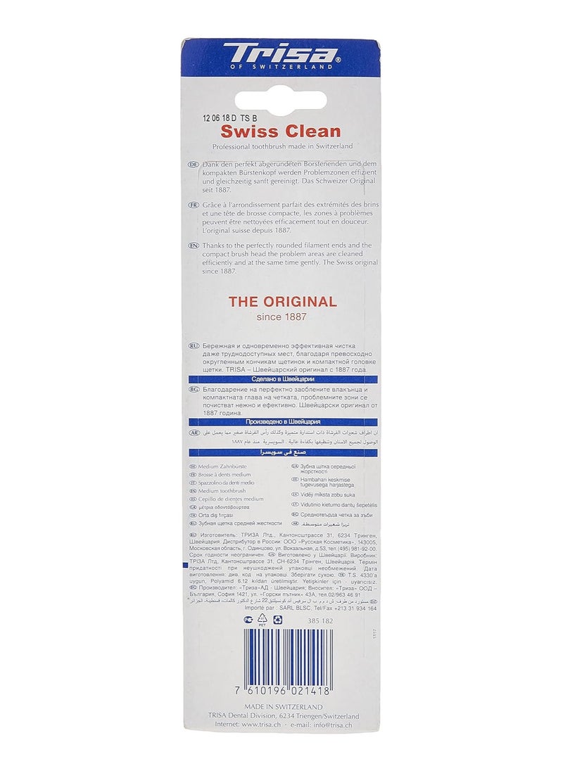 TRISA Trisa Swiss Clean Medium Toothbrush pack of 4  - Image 2