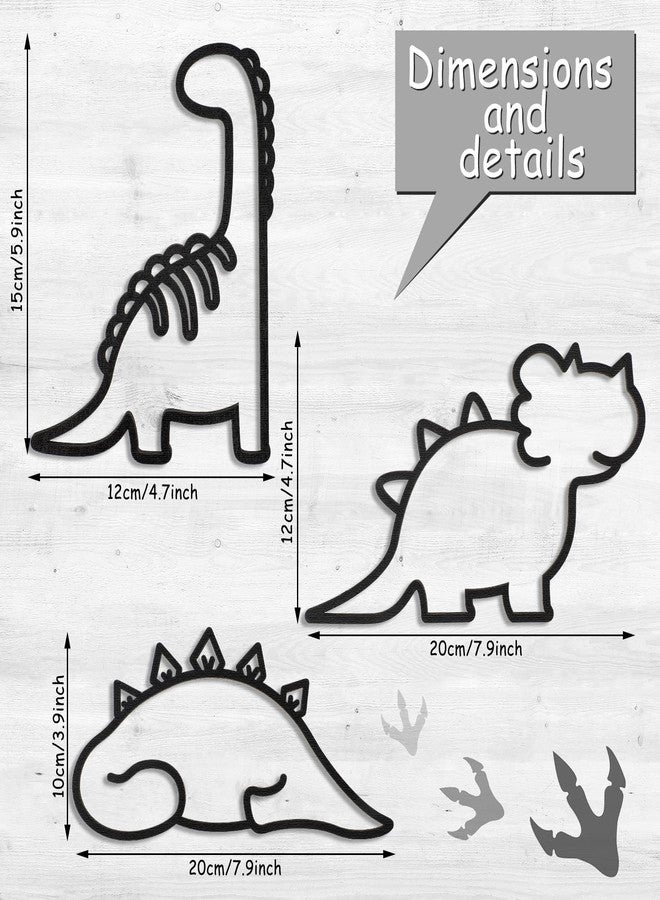 Blulu 3 قطع ديكور حائط ديناصور فن خشبي هندسي زينة غرفة الأطفال للأولاد والبنات toddlers kids رف الكتب الحمام غرفة النوم الفصل الدراسي غرفة اللعب غرفة المعيشة تصميم حديث بسيط - Image 2