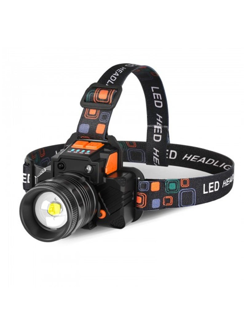 إسكدنيا مصباح أمامي LED سعة كبيرة ضوء قوي قابل لإعادة الشحن مقاوم للماء في الهواء الطلق الصيد الليلي طويل المدى مصباح يدوي التخييم ضوء مستشعر وضع التبديل - Image 1