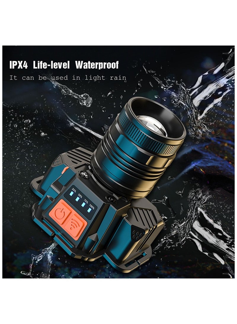 إسكدنيا مصباح أمامي LED سعة كبيرة ضوء قوي قابل لإعادة الشحن مقاوم للماء في الهواء الطلق الصيد الليلي طويل المدى مصباح يدوي التخييم ضوء مستشعر وضع التبديل - Image 4