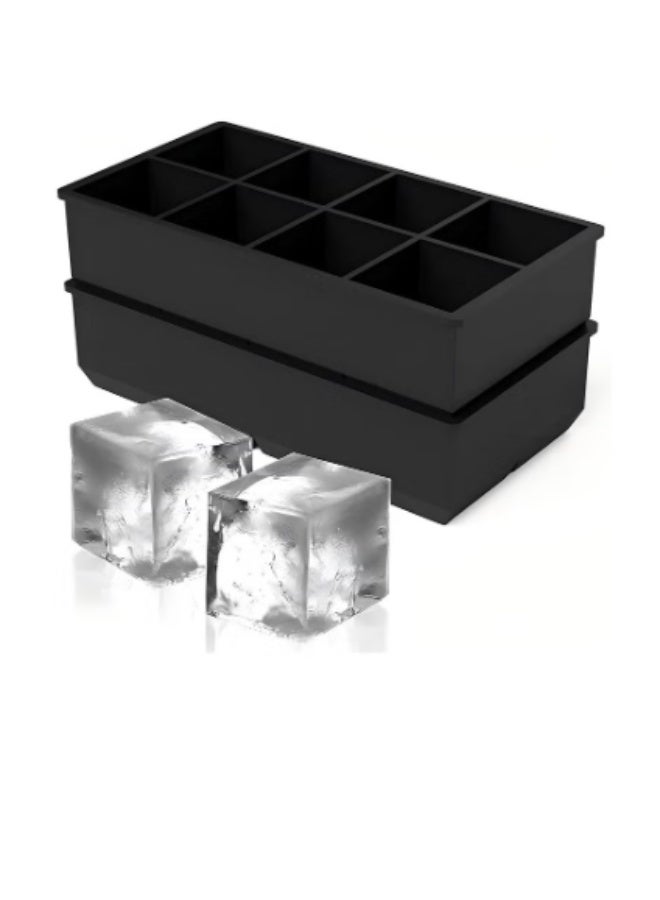 صحافة كرات الثلج، مصنع كرات الثلج (باقة من 2 قطع) – قوالب كرات ثلج مربعية كبيرة مرنة بـ 8 حفر، قالب كرات الثلج من السيليكون، قالب كرات الثلج، كرات ثلج تذوب ببطء لتبريد الكوكتيلات والشراب والجوس - Image 5