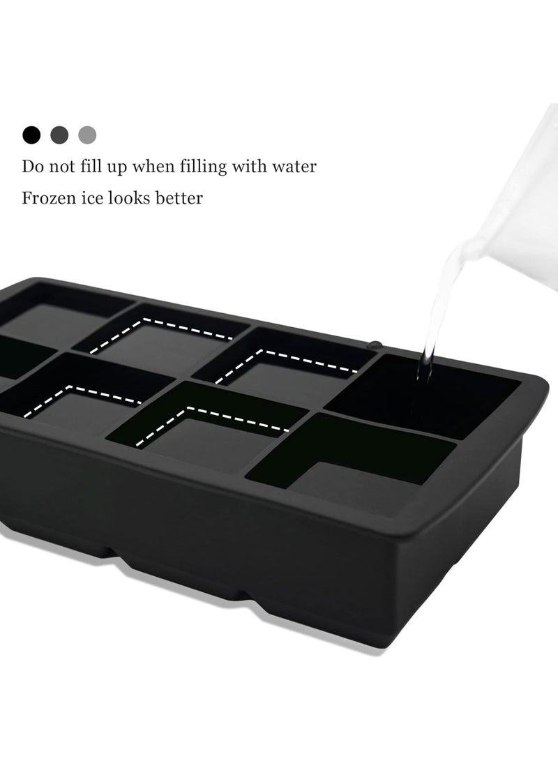 صحافة كرات الثلج، مصنع كرات الثلج (باقة من 2 قطع) – قوالب كرات ثلج مربعية كبيرة مرنة بـ 8 حفر، قالب كرات الثلج من السيليكون، قالب كرات الثلج، كرات ثلج تذوب ببطء لتبريد الكوكتيلات والشراب والجوس - Image 3