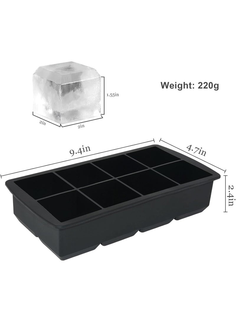صحافة كرات الثلج، مصنع كرات الثلج (باقة من 2 قطع) – قوالب كرات ثلج مربعية كبيرة مرنة بـ 8 حفر، قالب كرات الثلج من السيليكون، قالب كرات الثلج، كرات ثلج تذوب ببطء لتبريد الكوكتيلات والشراب والجوس - Image 2