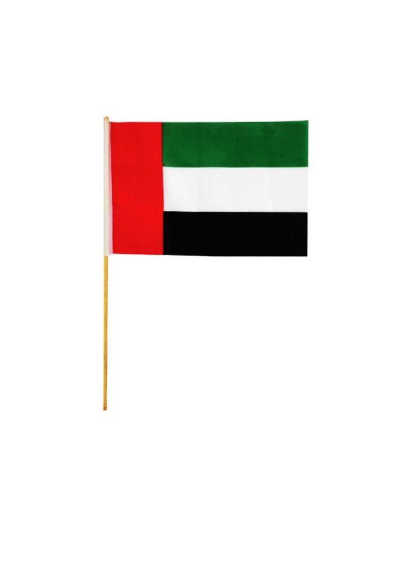 Yuwell - 12 Pieces UAE Flag For National Day Celebration Hand Waving Desk Flags Wooden Sticks 21X14X30CM - Image 1