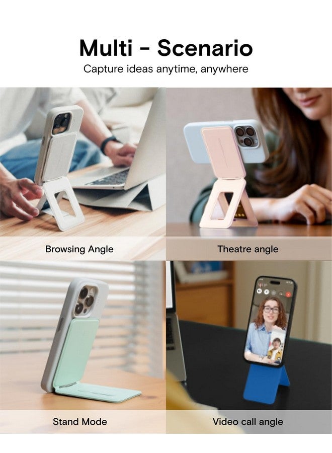 MOFT Phone Stand, Magnetic Phone Tripod Stand Stain-Resistant MOVAS Leather & Angle Adjustment & Strong Magnets Tripod for iPhone 16/15/14/13/12 (Included Metal Ring)-Jet Black - Image 4