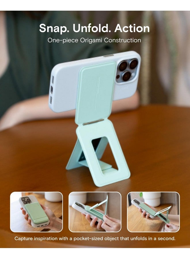 MOFT Phone Stand, Magnetic Phone Tripod Stand Stain-Resistant MOVAS Leather & Angle Adjustment & Strong Magnets Tripod for iPhone 16/15/14/13/12 (Included Metal Ring)-Jet Black - Image 3