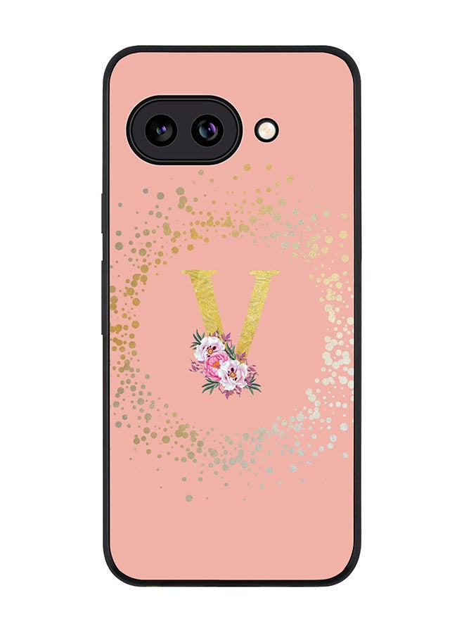 Stylizedd For Google Pixel 9a Case,Slim fit Camera Protection, Shockproof Thin Phone cover  - Custom Monogram Floral - V  (Rose Pink ) - Image 1